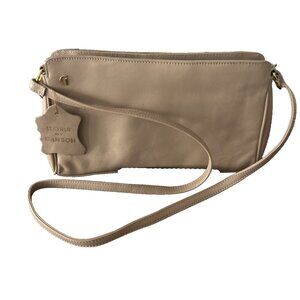 NWT! Vintage Ganson Purse Women’s Taupe Leather 11” x 7" Crossbody Bag